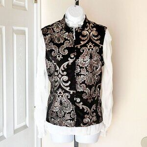 Gorgeous Erin London Full Zip Foiled Vest Gold on Black Soft Fur Exterior Size S